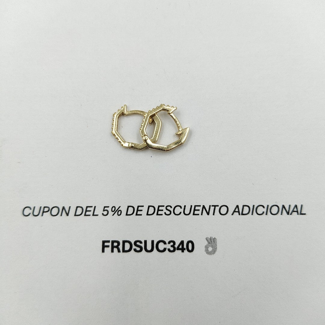ARETES HUGIES C CIRCONIAS 14K 1.5 GR (NUEVO)