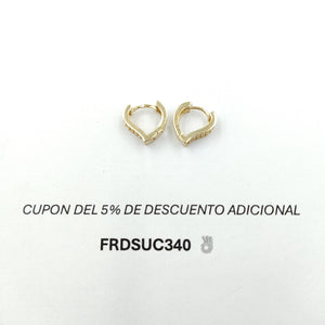 ARETES ARRACADAS CORAZON C CIRCONIAS 14K 2.1 GR (NUEVO)