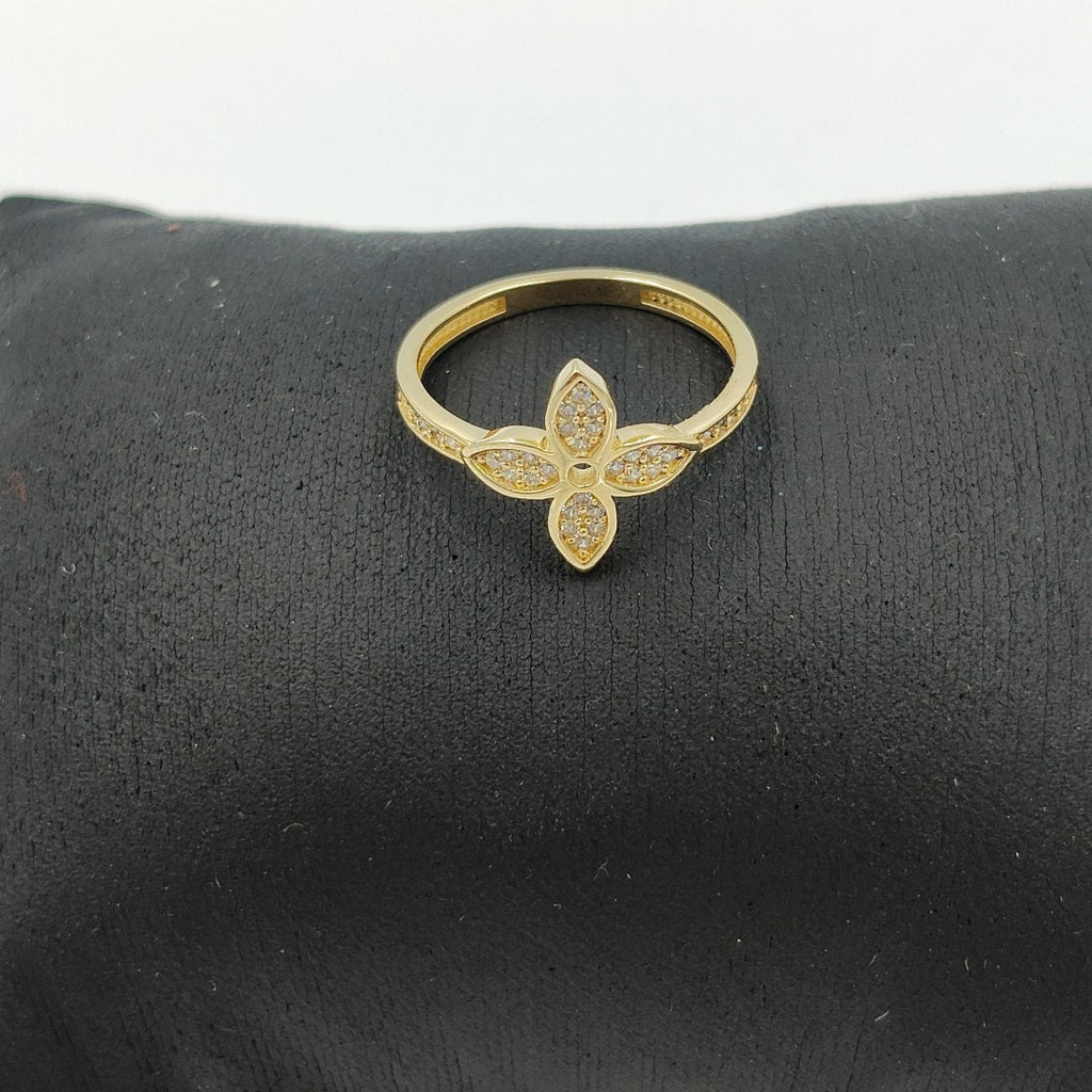 ANILLO ANILLITO FLOR C CIRCONIAS 14K 7 TALLA 1.9 GR (NUEVO)