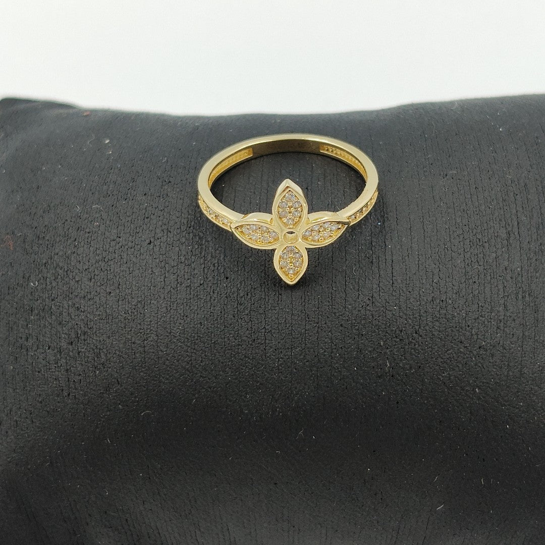 ANILLO ANILLITO FLOR C CIRCONIAS 14K 7 TALLA 1.9 GR (NUEVO)