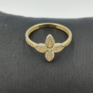 ANILLO ANILLITO FLOR C CIRCONIAS 14K 7 TALLA 1.9 GR (NUEVO)