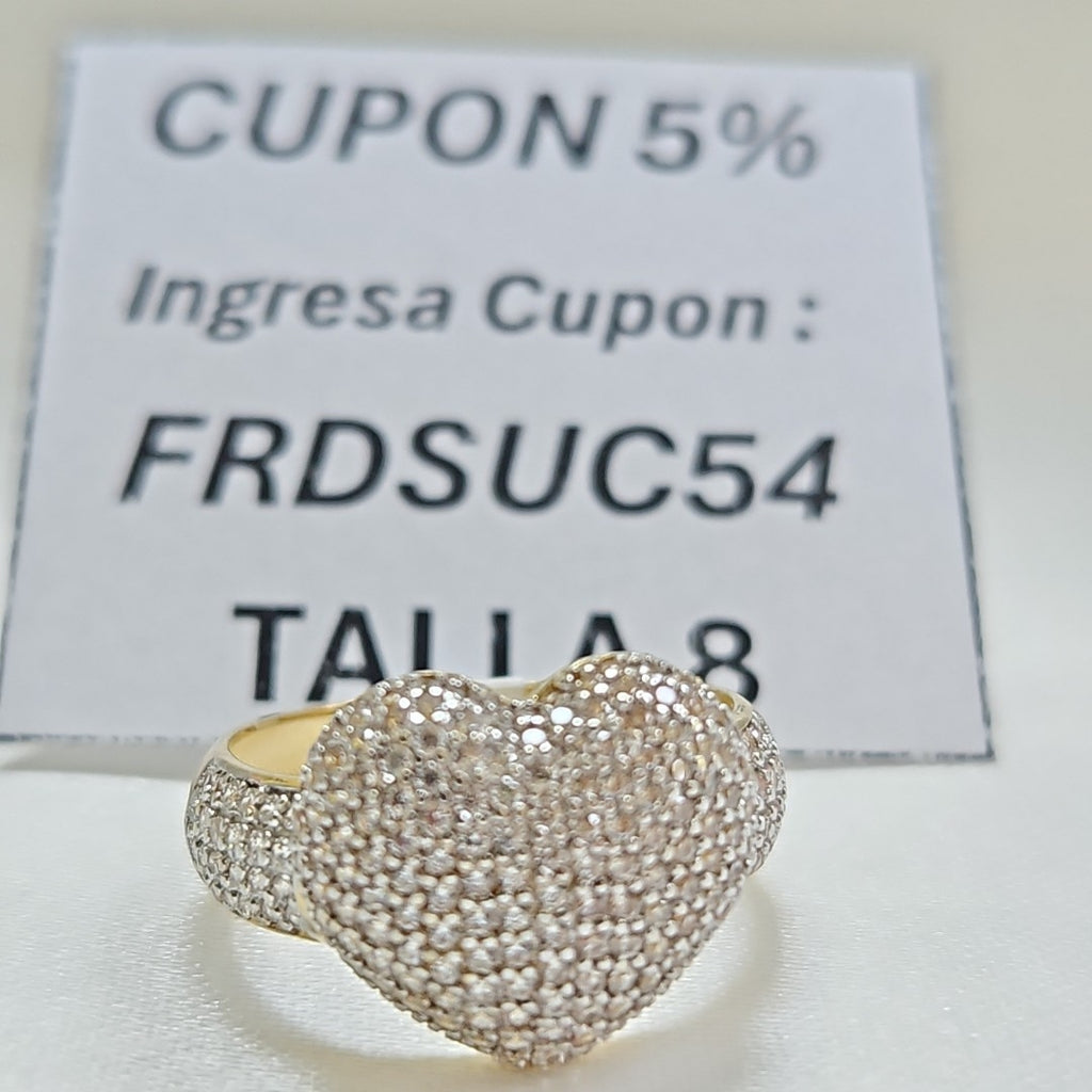 ANILLO ANILLITO CORAZON C CIRCONIAS 14K 8 TALLA 4.8 GR (NUEVO)