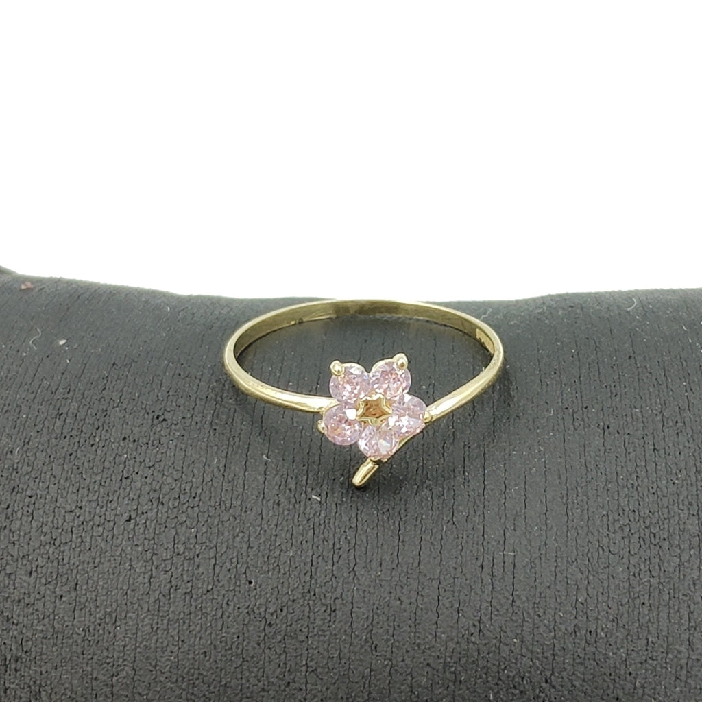 ANILLOS FLOR CON PIEDRA DE COLOR 14K TALLA 9 1 GR (NUEVO)