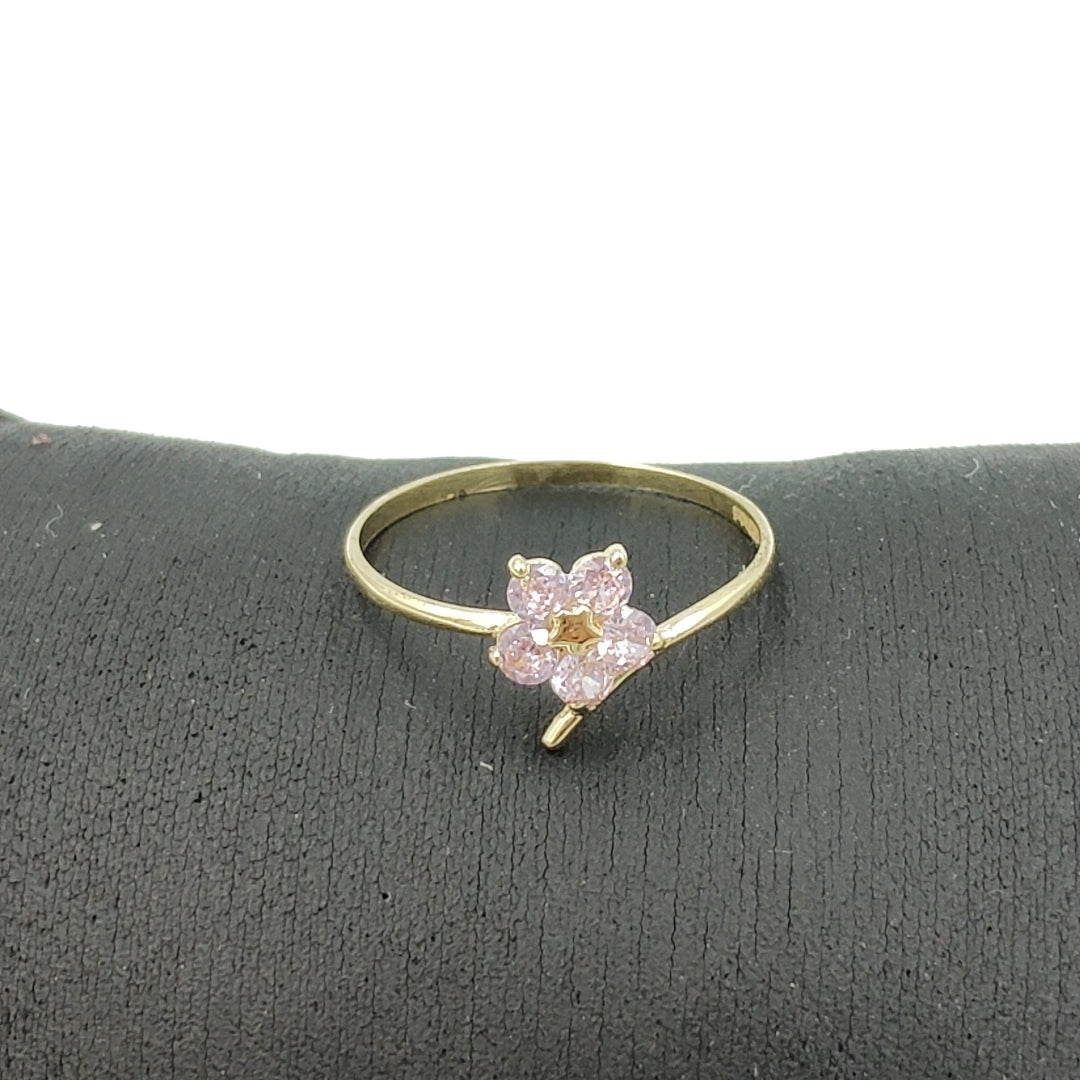 ANILLOS FLOR CON PIEDRA DE COLOR 14K TALLA 9 1 GR (NUEVO)
