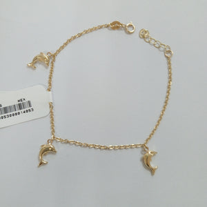 PULSERA ESPECIAL CON DIJES DELFINES 10K 18 CM 2 GR (NUEVO)
