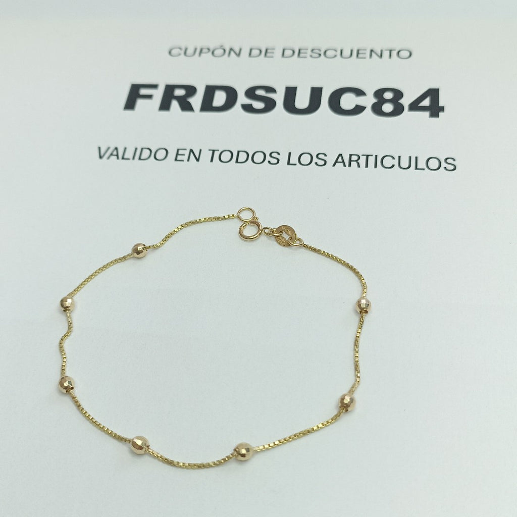 PULSERA ESPECIAL CON BOLITAS 14K 18 CM 1.4 GR (NUEVO)