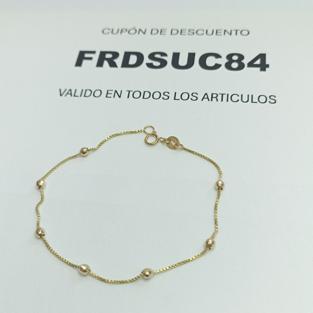 PULSERA ESPECIAL CON BOLITAS 14K 18 CM 1.4 GR (NUEVO)