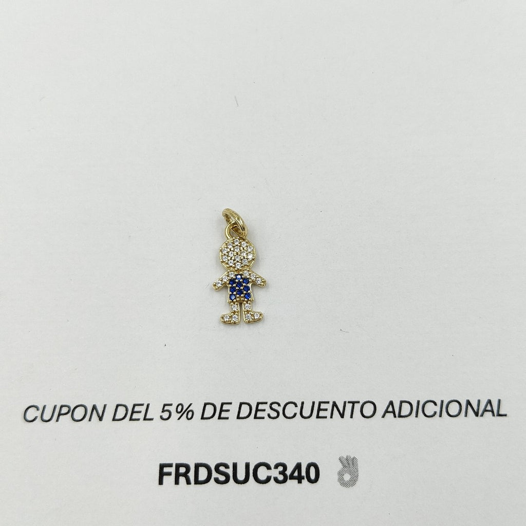 DIJE NIÑO CON CIRCONIAS Y PIEDRAS DE COLOR 10K 0.8 GR (NUEVO)