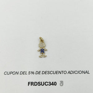 DIJE NIÑO CON CIRCONIAS Y PIEDRAS DE COLOR 10K 0.8 GR (NUEVO)