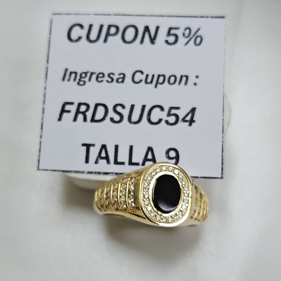 ANILLOS CON ONIX Y CIRCONIAS 14K TALLA 11.5 5.3 GR (NUEVO)