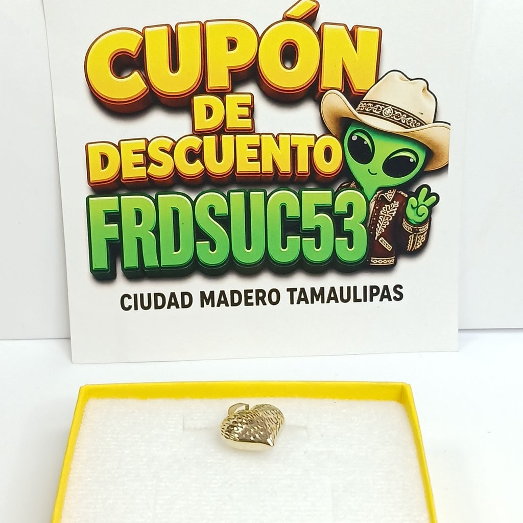 DIJE TEJIDO CORAZON LABRADO 14K 1.1 GR (NUEVO)