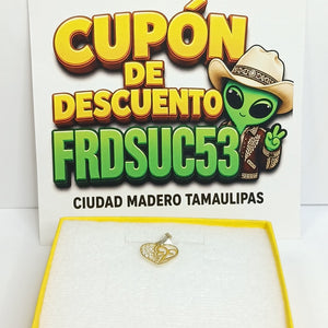 DIJE TEJIDO CORAZON CON CIRCONIAS Y ARBOL DE LA VIDA 14K 0.9 GR (NUEVO)