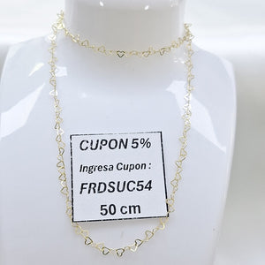 CADENAS TEJIDO CORAZONES ORO 10K 50 CM 2.5 GR (NUEVO)