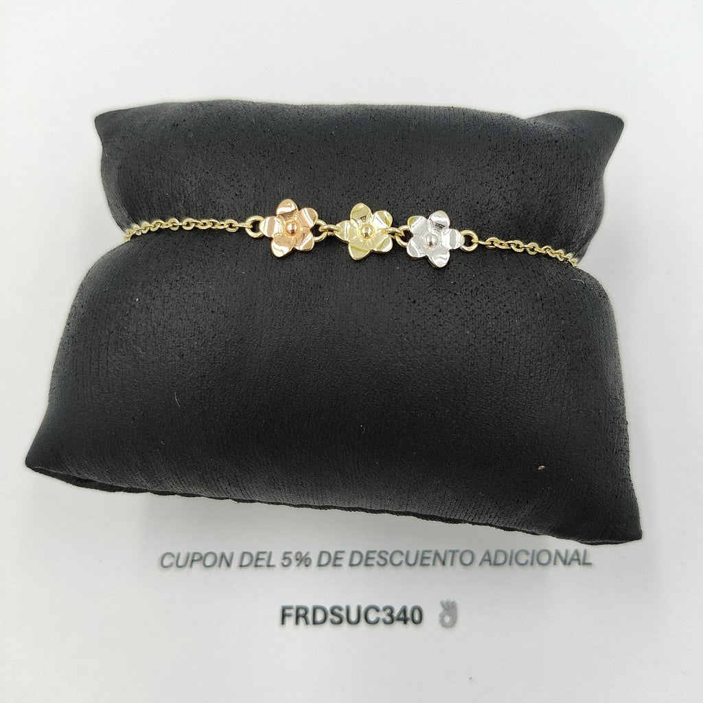 PULSERA TEJIDO ESPECIAL FIG FLORES 14K 18 CM 2 GR (NUEVO)