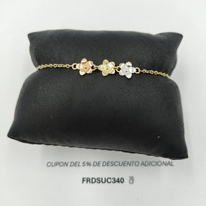 PULSERA TEJIDO ESPECIAL FIG FLORES 14K 18 CM 2 GR (NUEVO)