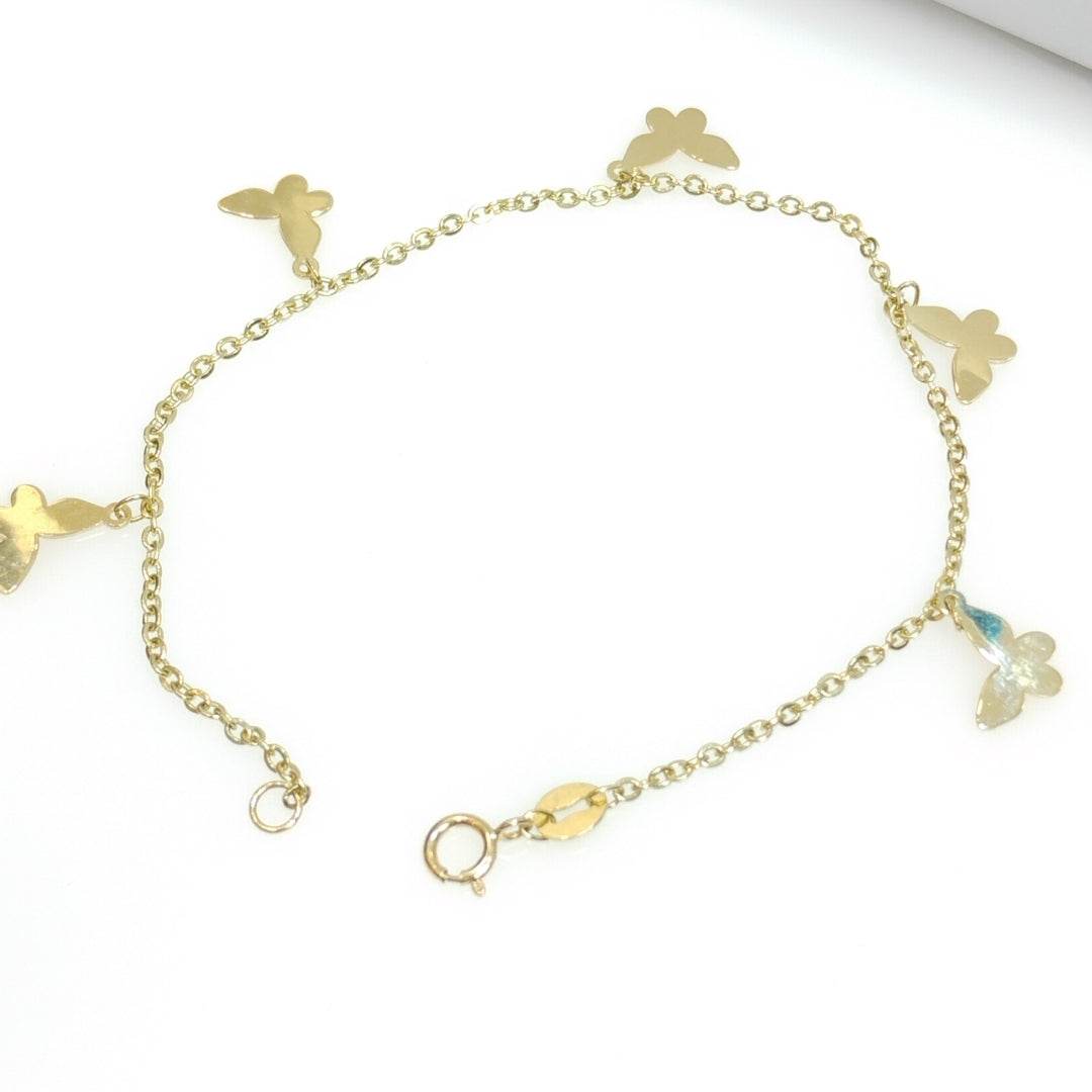 PULSERA ESPECIAL CON MARIPOSAS 14K 18 CM 2.1 GR (NUEVO)
