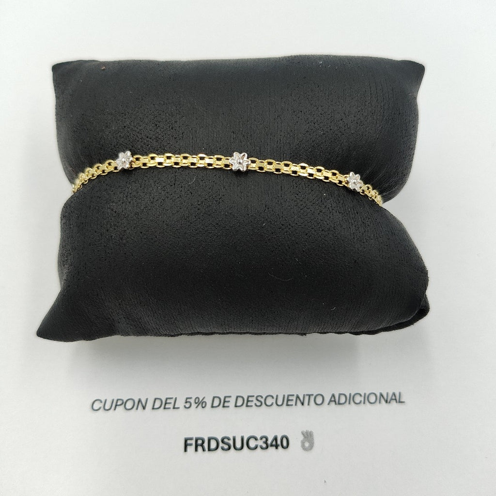 PULSERA ESPECIAL C FLORES 14K 18 CM 3 GR (NUEVO)