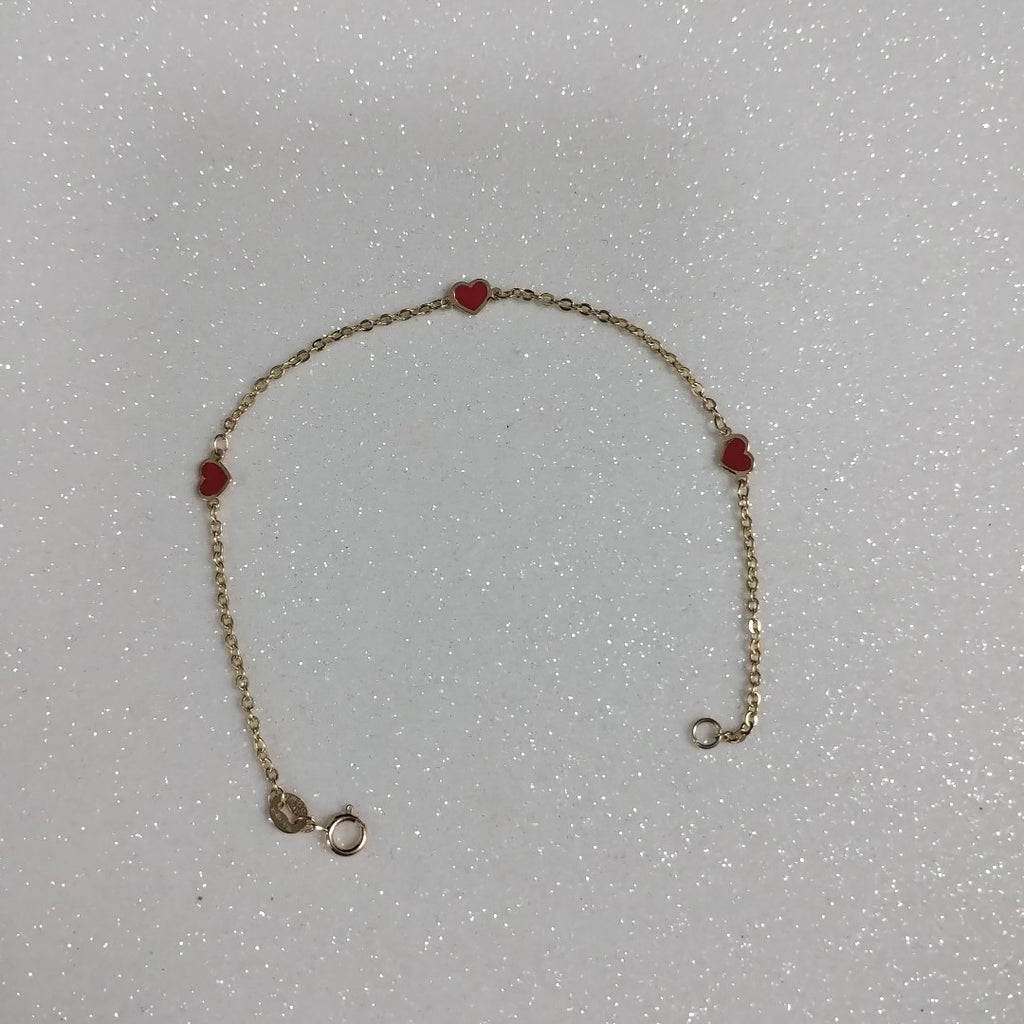 PULSERA ESPECIAL CON CORAZONES 14K 18 CM 1.4 GR (NUEVO)