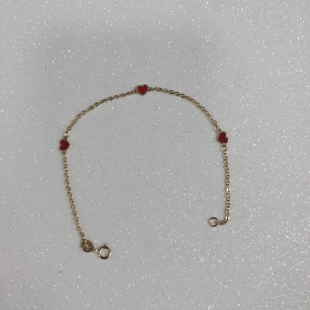 PULSERA ESPECIAL CON CORAZONES 14K 18 CM 1.4 GR (NUEVO)