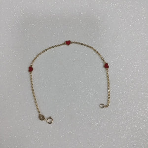 PULSERA ESPECIAL CON CORAZONES 14K 18 CM 1.4 GR (NUEVO)