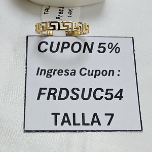 ANILLO ARGOLLA C GRECAS 14K 7 TALLA 1.4 GR (NUEVO)