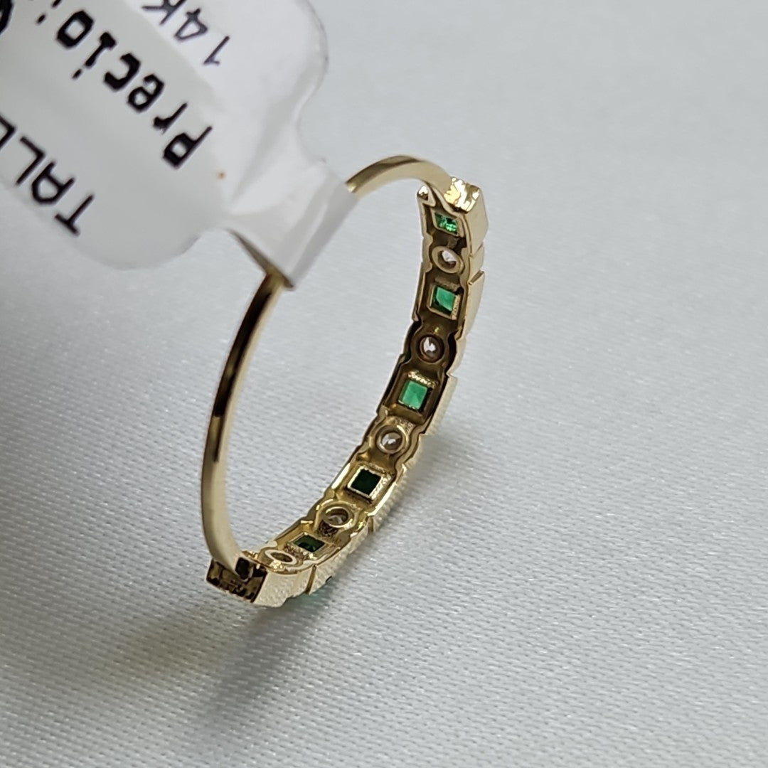 ANILLOS TEJIDO ANILLITO C CIRCONIAS Y PIEDRAS VERDES 14K 9 1.5 GR (NUEVO)