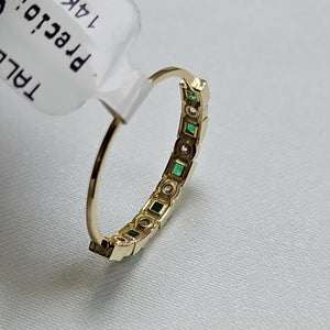 ANILLOS TEJIDO ANILLITO C CIRCONIAS Y PIEDRAS VERDES 14K 9 1.5 GR (NUEVO)