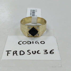 ANILLOS CON ONIX Y CIRCONIAS 14K TALLA 12 4.7 GR (NUEVO)