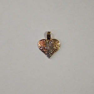 DIJE TEJIDO CORAZON LABRADO COMBINADO 14K 1.2 GR (NUEVO)
