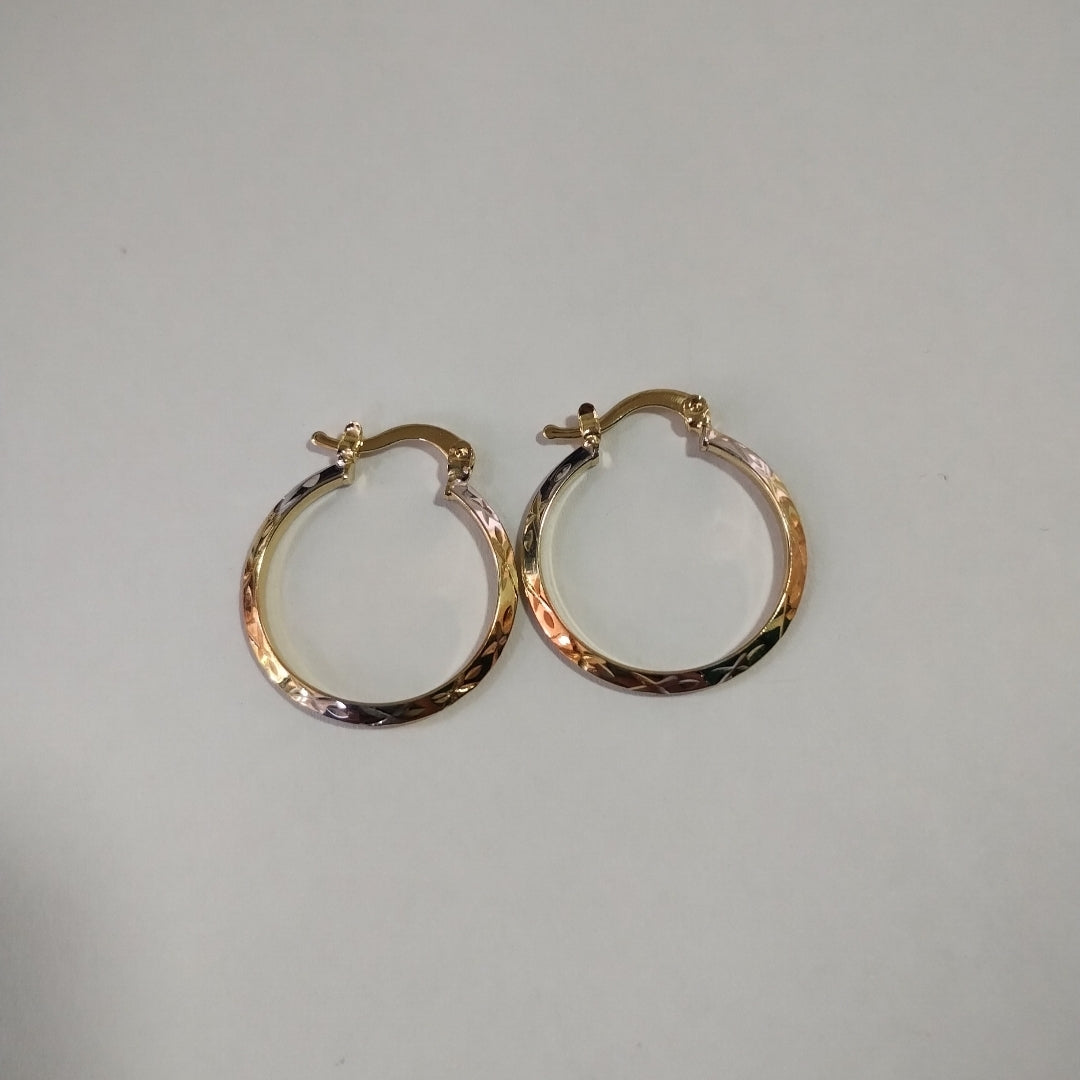 ARETES TEJIDO ARRACADAS BISELADAS COMBINADAS 14K 1.3 GR (NUEVO)