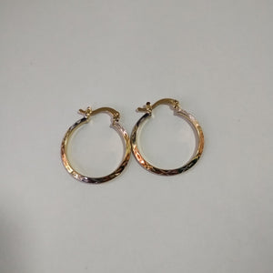ARETES TEJIDO ARRACADAS BISELADAS COMBINADAS 14K 1.3 GR (NUEVO)