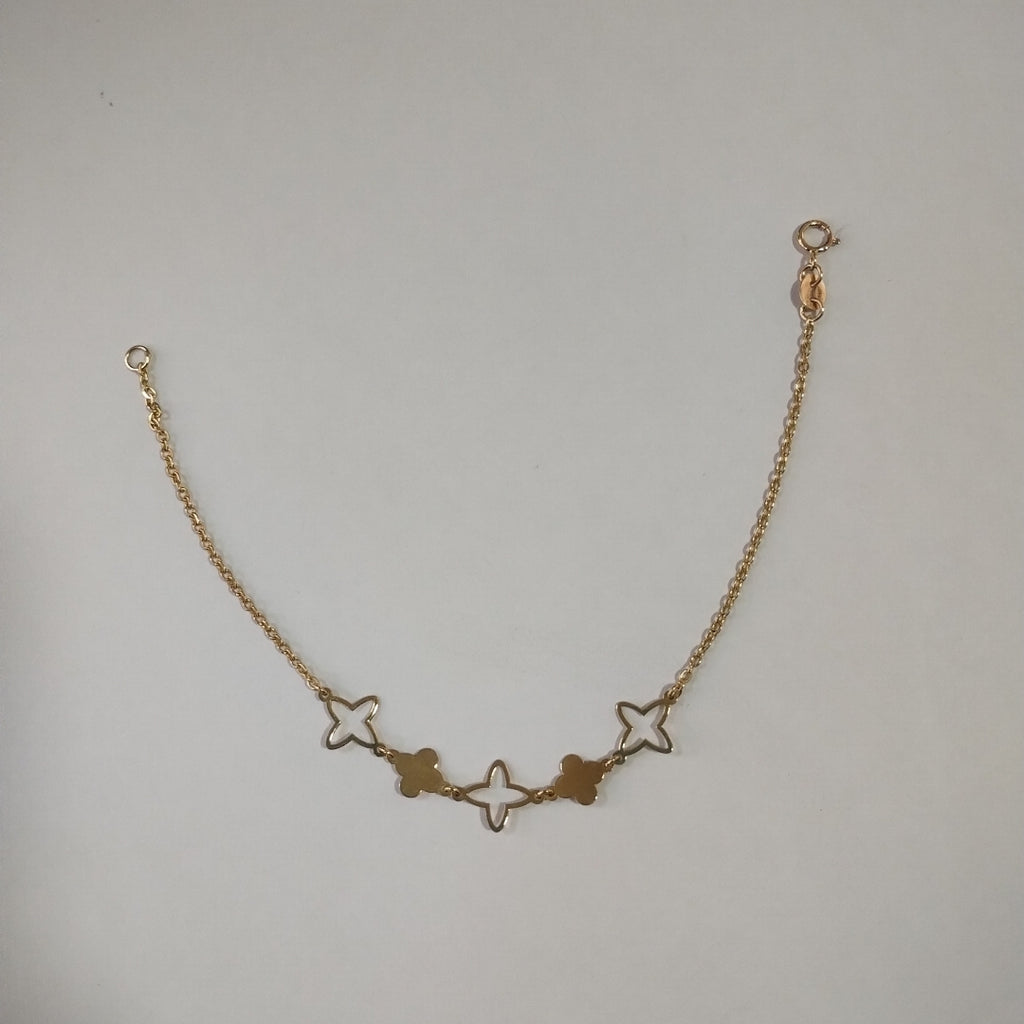 PULSERA TEJIDO ESP CON TREBOL 14K 18 CM 1.6 GR (NUEVO)