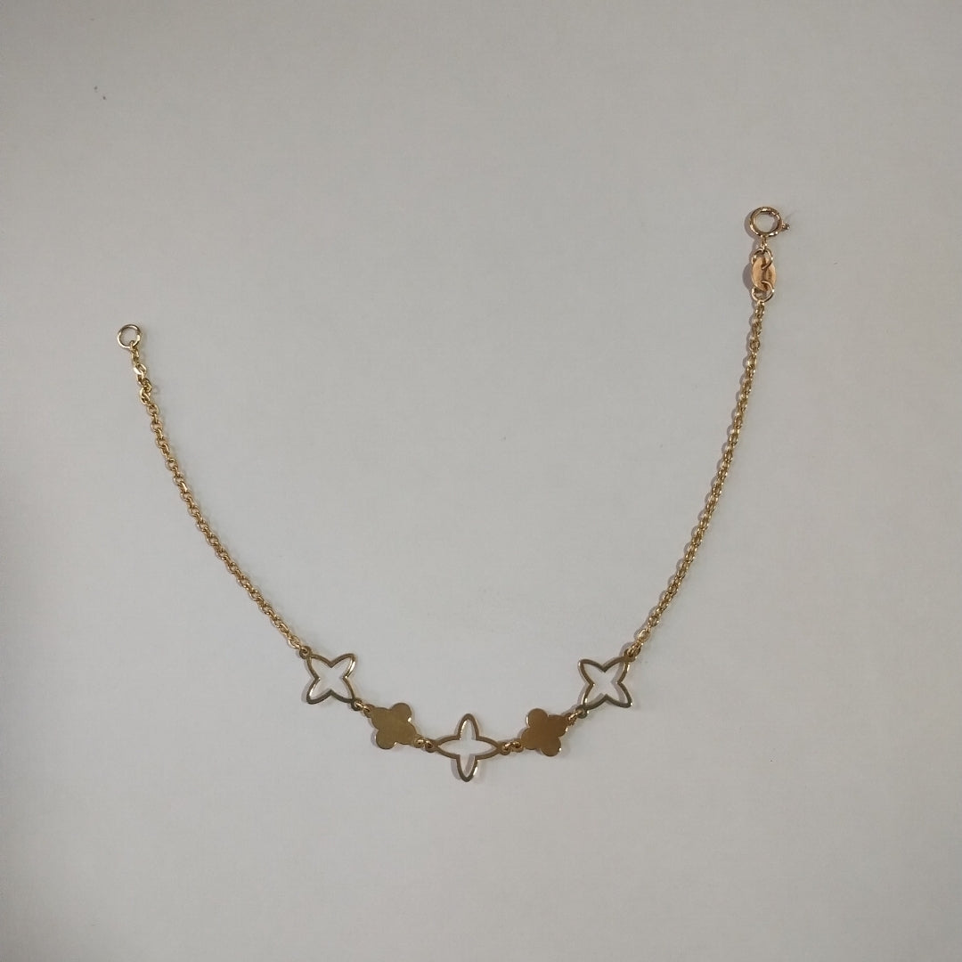 PULSERA TEJIDO ESP CON TREBOL 14K 18 CM 1.6 GR (NUEVO)