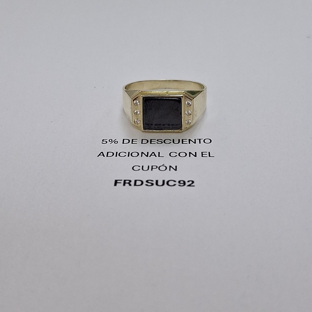 ANILLOS CON ONIX Y CIRCONIAS 10K TALLA 11 3.9 GR (NUEVO)