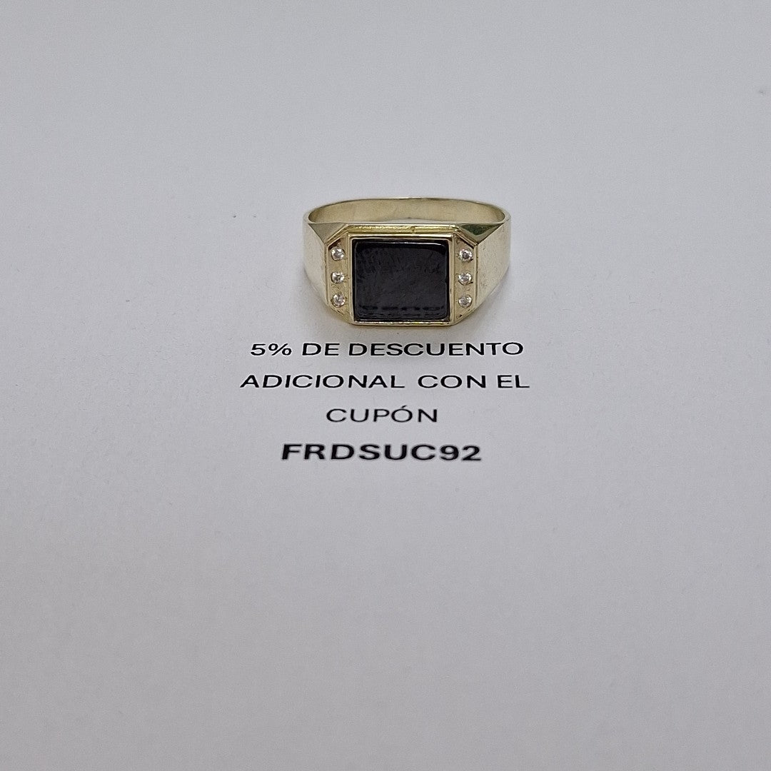 ANILLOS CON ONIX Y CIRCONIAS 10K TALLA 11 3.9 GR (NUEVO)