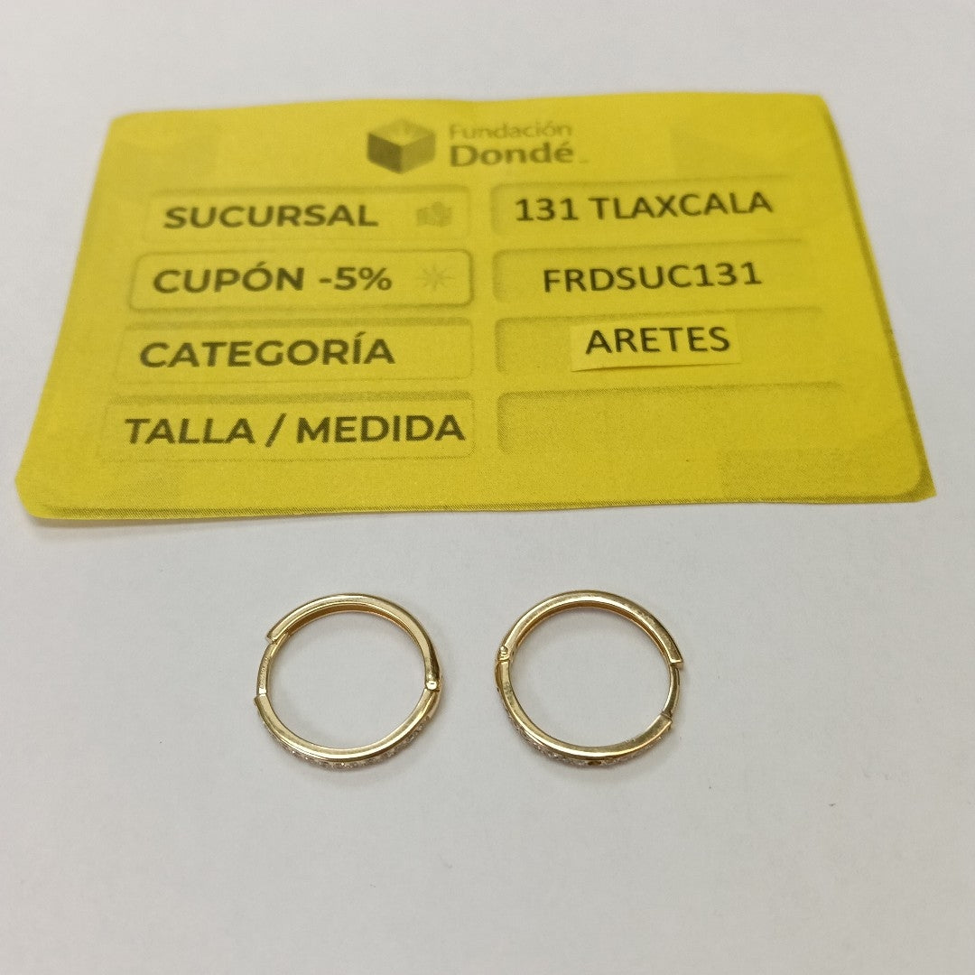 ARETES ARRACADAS C CIRCONIAS 14K 2.1 GR (NUEVO)