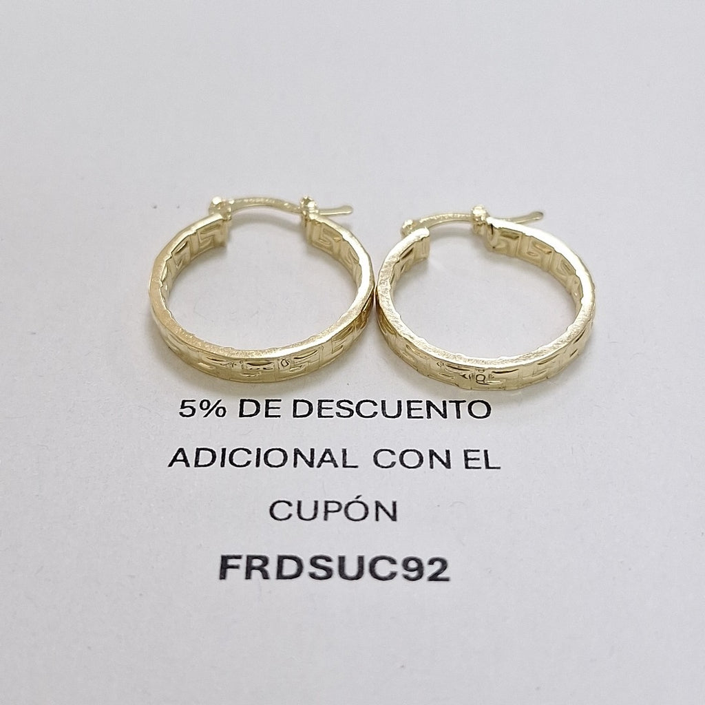 ARETES TEJIDO ARRACADAS TIPO GRECAS 14K 2.1 GR (NUEVO)