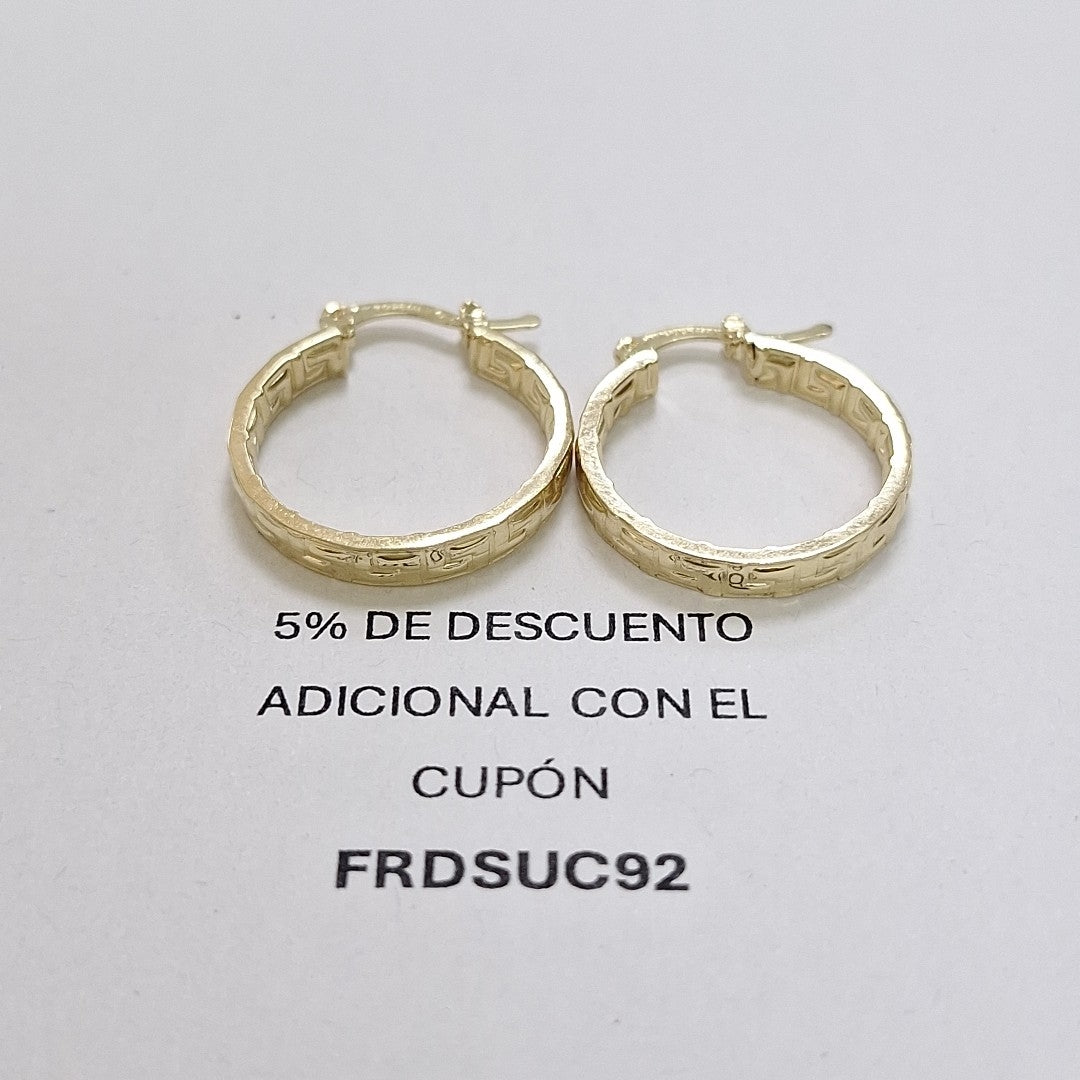 ARETES TEJIDO ARRACADAS TIPO GRECAS 14K 2.1 GR (NUEVO)