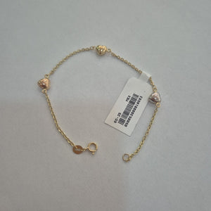 PULSERA ESP CON CORAZONES COMBINADOS 14K 18 CM 1.6 GR (NUEVO)