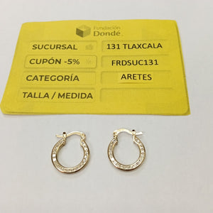 ARETES ARRACADAS CON CIRCONIAS 14K 2.3 GR (NUEVO)