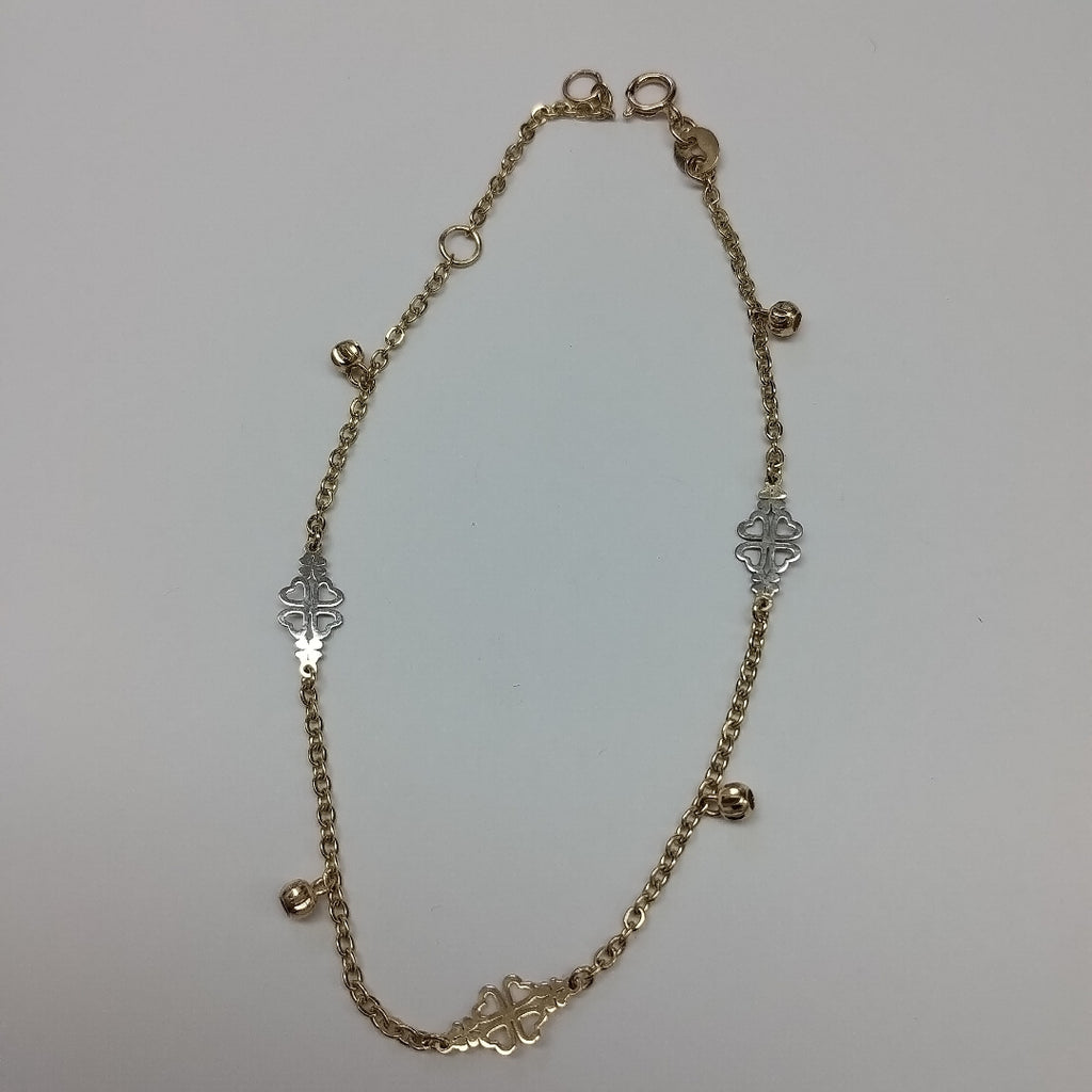 PULSERA ESPECIAL CON TREBOL 14K 18 CM 1.8 GR (NUEVO)