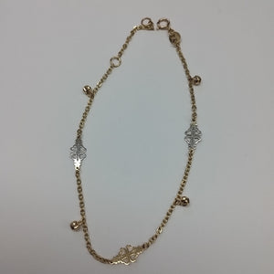 PULSERA ESPECIAL CON TREBOL 14K 18 CM 1.8 GR (NUEVO)