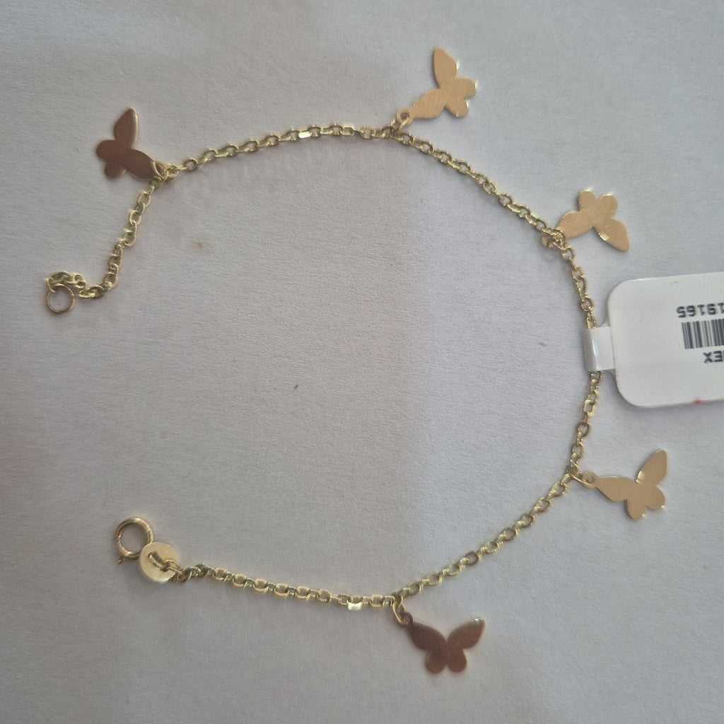 PULSERA ESPECIAL CON MARIPOSAS 14K 18 CM 2.1 GR (NUEVO)