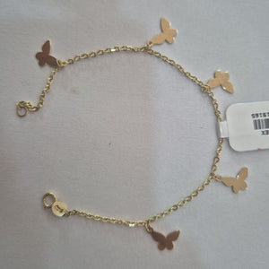 PULSERA ESPECIAL CON MARIPOSAS 14K 18 CM 2.1 GR (NUEVO)