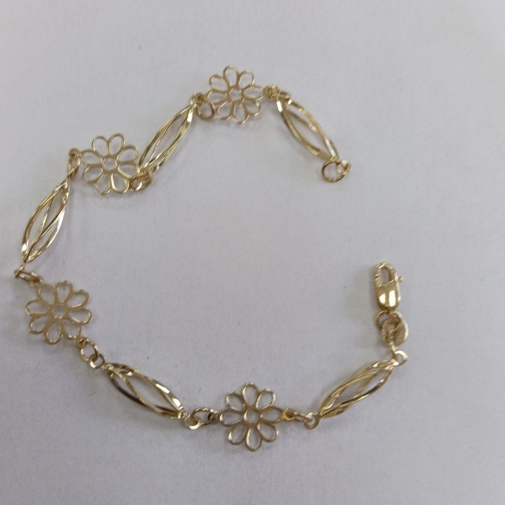 PULSERA ESPECIAL CON FLORES 14K 18 CM 2.6 GR (NUEVO)