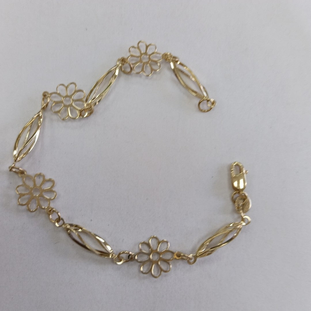 PULSERA ESPECIAL CON FLORES 14K 18 CM 2.6 GR (NUEVO)