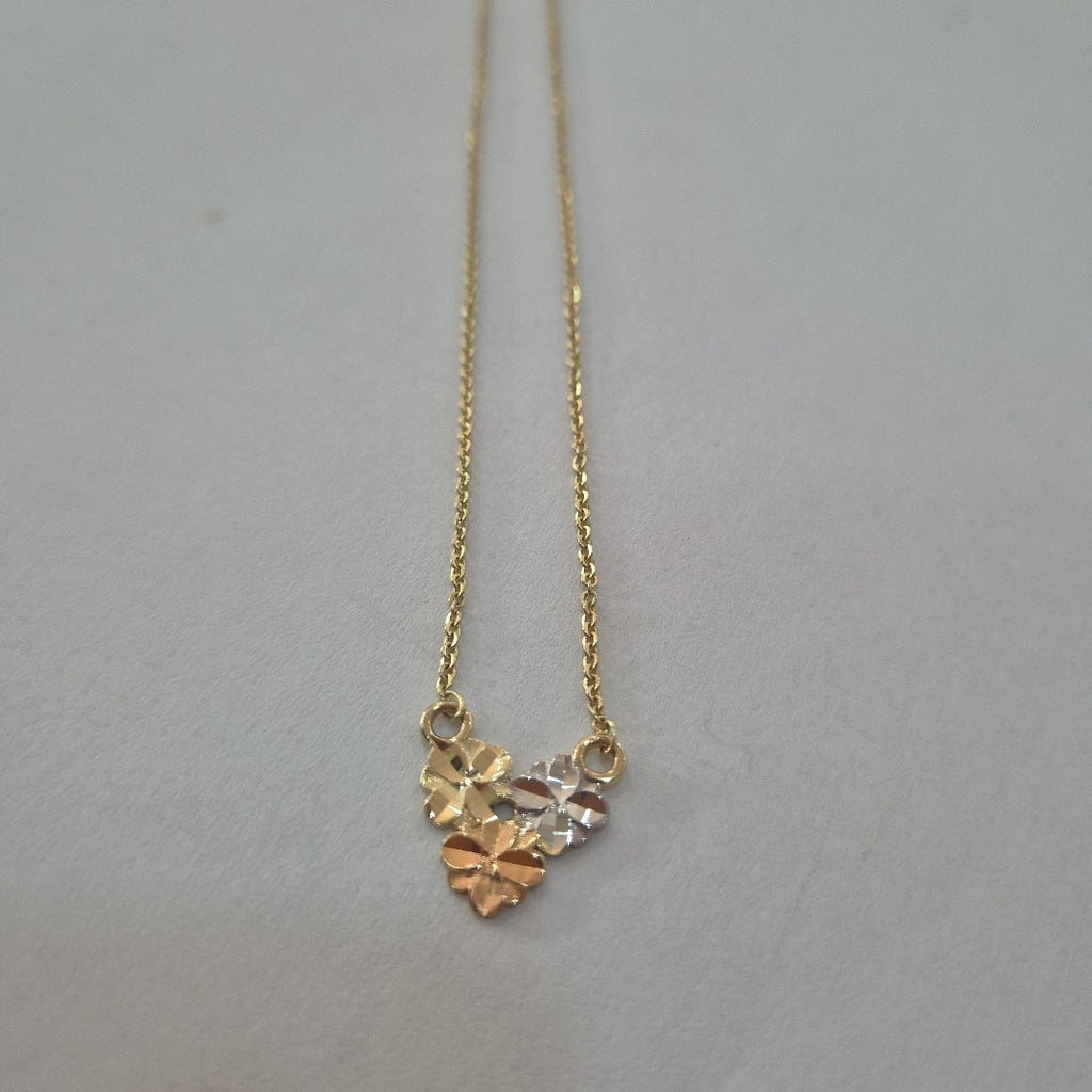 CADENA TEJIDO GARGANTILLA ESPECIAL C FLORES 14K 45 CM 2.9 GR (NUEVO)