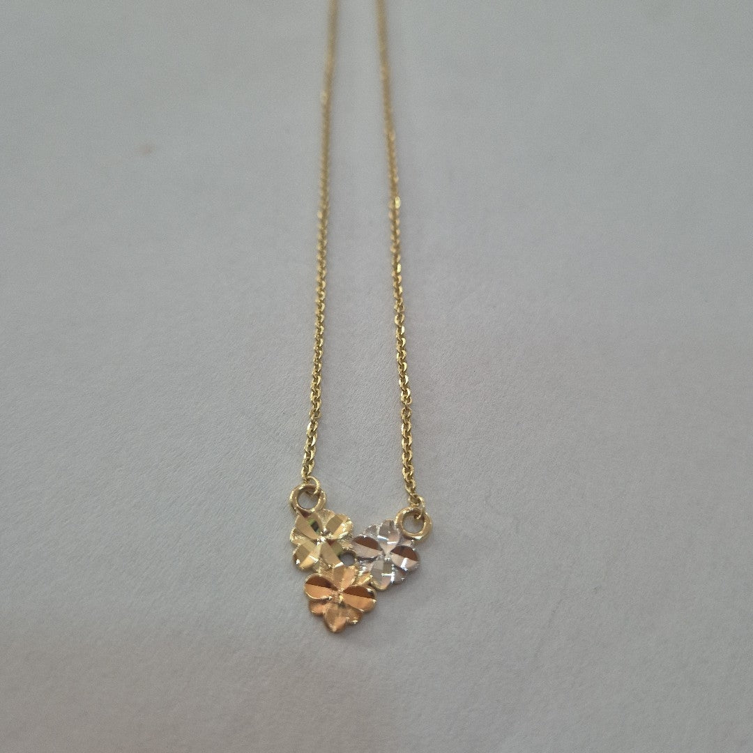 CADENA TEJIDO GARGANTILLA ESPECIAL C FLORES 14K 45 CM 2.9 GR (NUEVO)