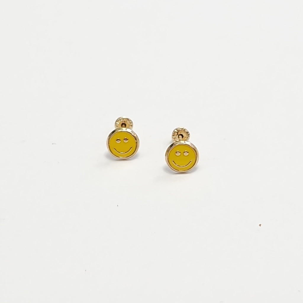 BROQUELES BROQUEL FIG SONRISA ESMALTE AMARILLO 14K 0.2074 GR (NUEVO)