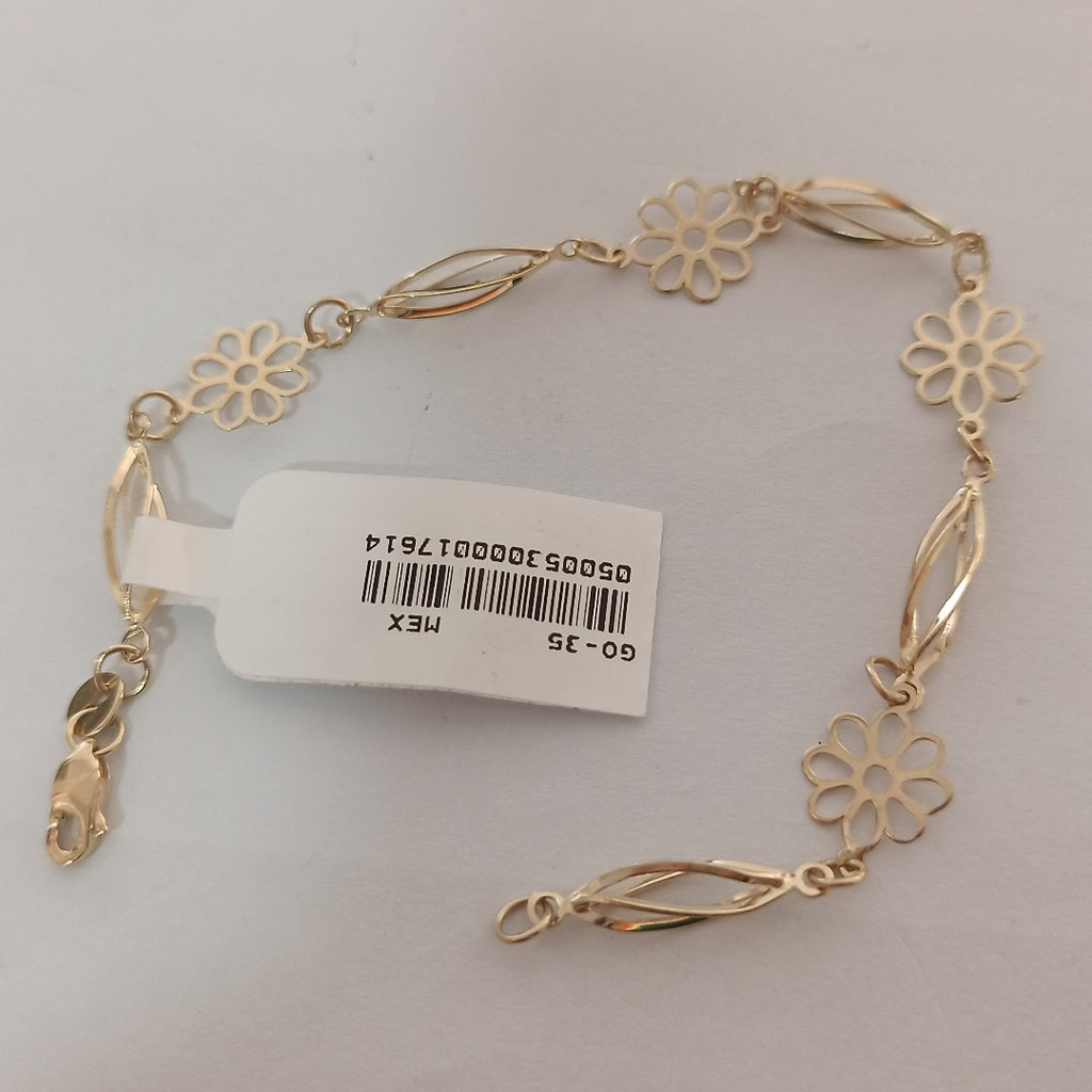 PULSERA ESPECIAL CON FLORES 14K 18 CM 2.7 GR (NUEVO)